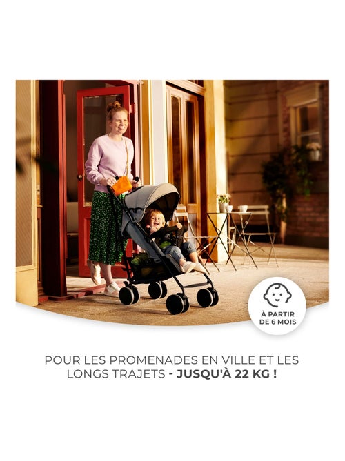 Poussette canne compacte avec dossier et repose pieds réglables - Kiabi