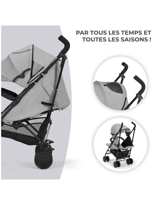 Poussette canne compacte avec dossier et repose pieds réglables - Kiabi