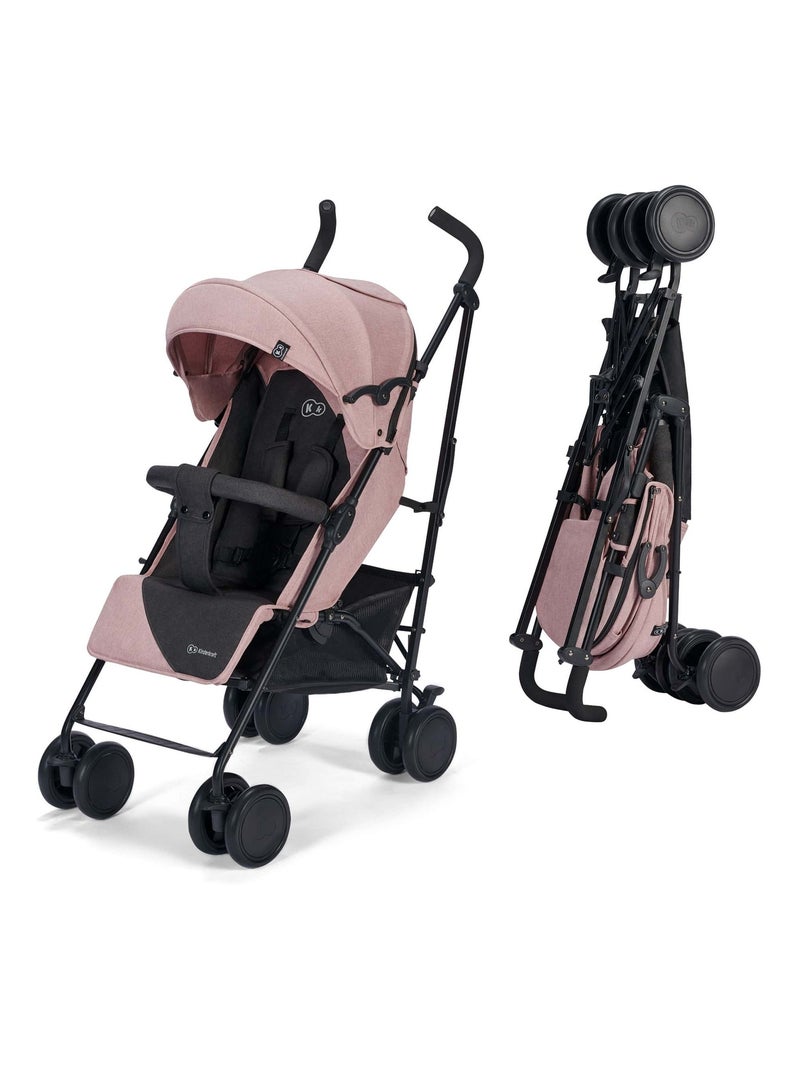 Poussette canne compacte avec dossier et repose pieds réglables Rose - Kiabi