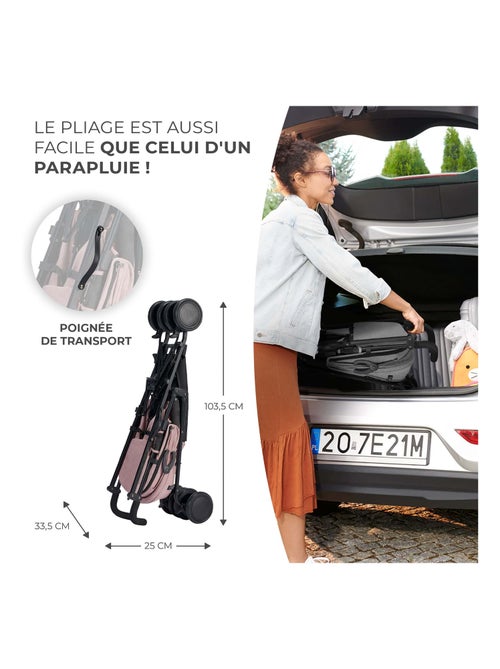 Poussette canne compacte avec dossier et repose pieds réglables - Kiabi