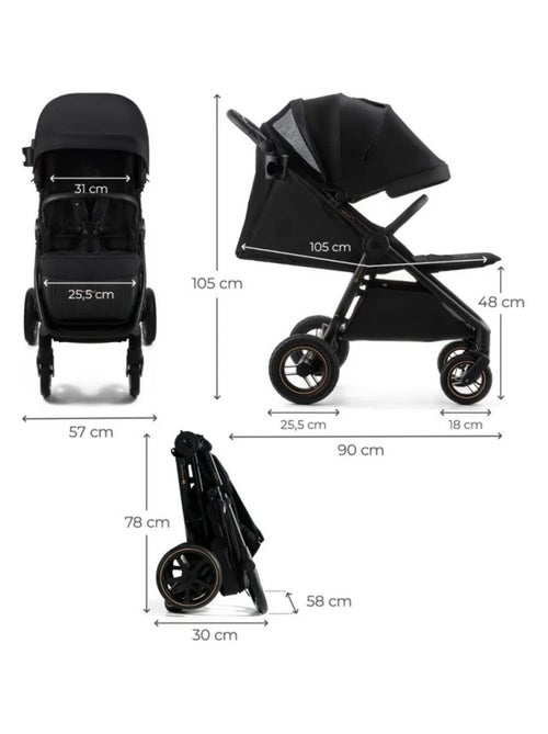 Poussette canne compacte légère avec grande capacité jusqu’à 27 kg - Kiabi