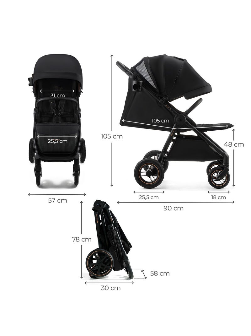 Poussette canne compacte légère avec grande capacité jusqu’à 27 kg Noir - Kiabi