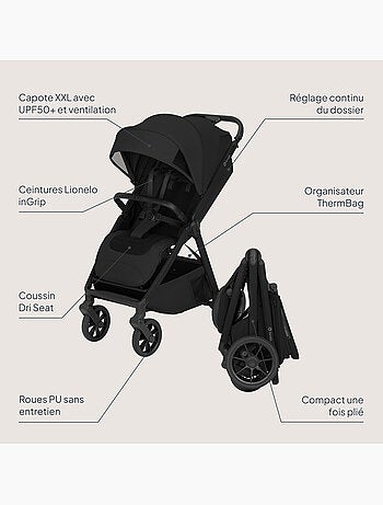 Poussette canne compacte lionelo bett- légère & pliable - légère & pliable - jusqu'à 22 kg