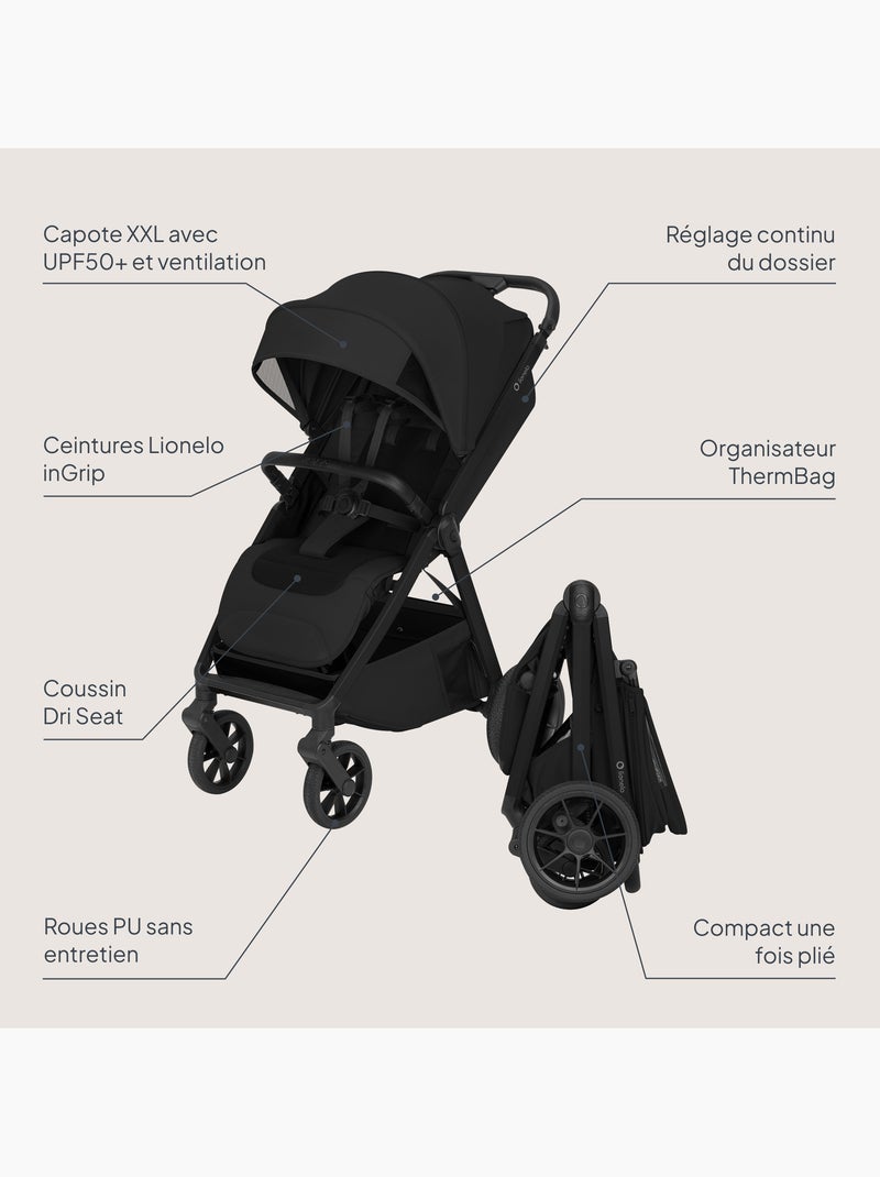 Poussette canne compacte lionelo bett- légère & pliable - légère & pliable - jusqu'à 22 kg Noir - Kiabi