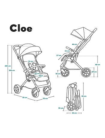 Poussette canne compacte LIONELO Cloe - Légère & pliable - Légère & pliable - Jusqu'à 22 Kg