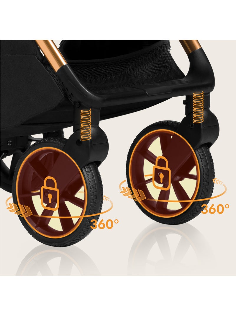 Poussette canne compacte LIONELO Cloe - Légère & pliable - Légère & pliable - Jusqu'à 22 Kg Noir Doré Bleu - Kiabi