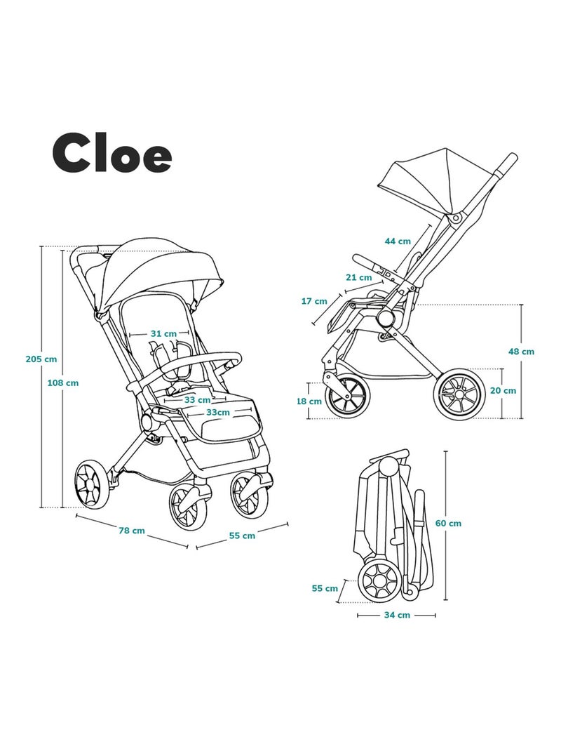 Poussette canne compacte LIONELO Cloe - Légère & pliable - Légère & pliable - Jusqu'à 22 Kg Noir Doré Bleu - Kiabi