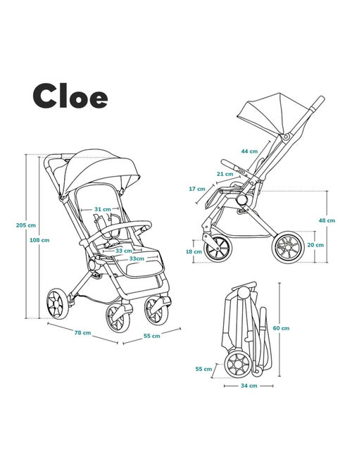 Poussette canne compacte LIONELO Cloe - Légère & pliable - Légère & pliable - Jusqu'à 22 Kg - Kiabi