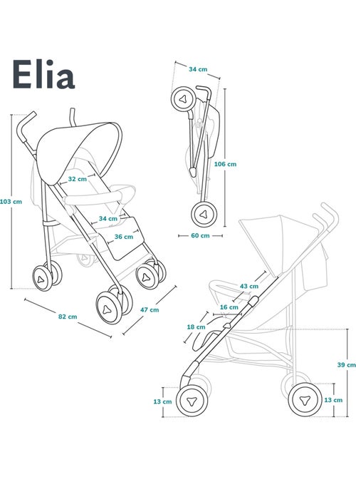 Poussette canne compacte LIONELO Elia - Légère - 6-36 mois - Moustiquaire incluse - Kiabi
