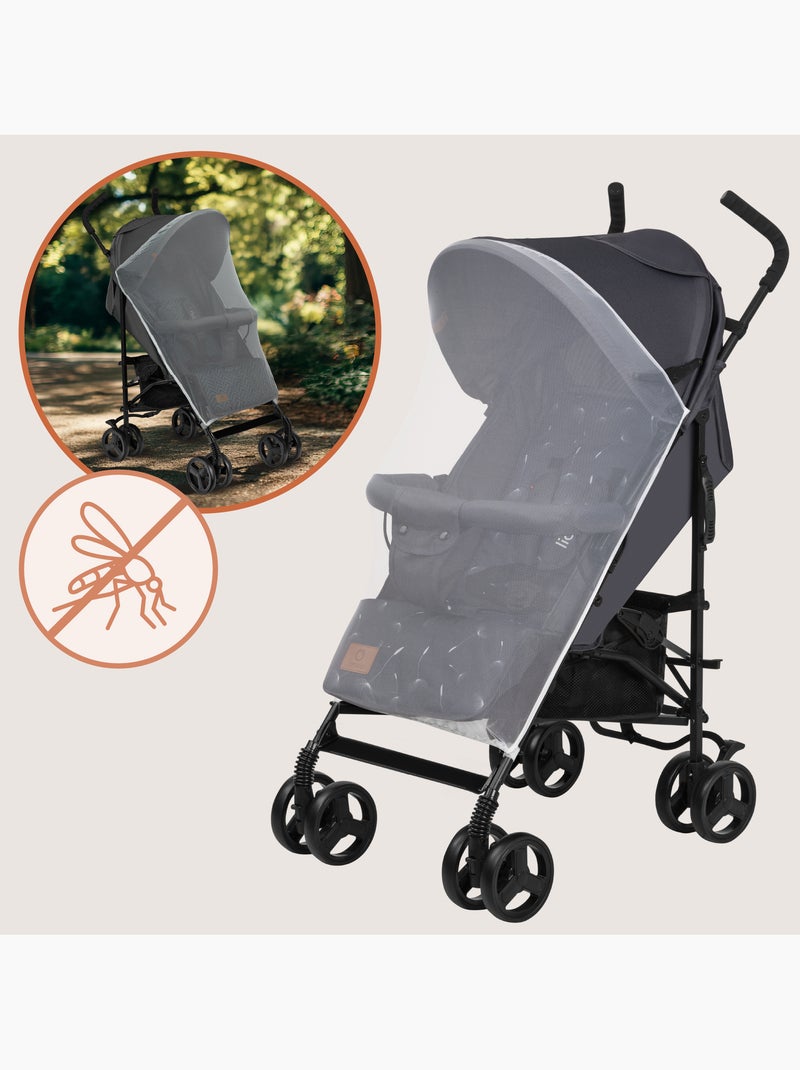 Poussette canne compacte LIONELO Elia - Légère - 6-36 mois - Moustiquaire incluse gris anthracite - Kiabi