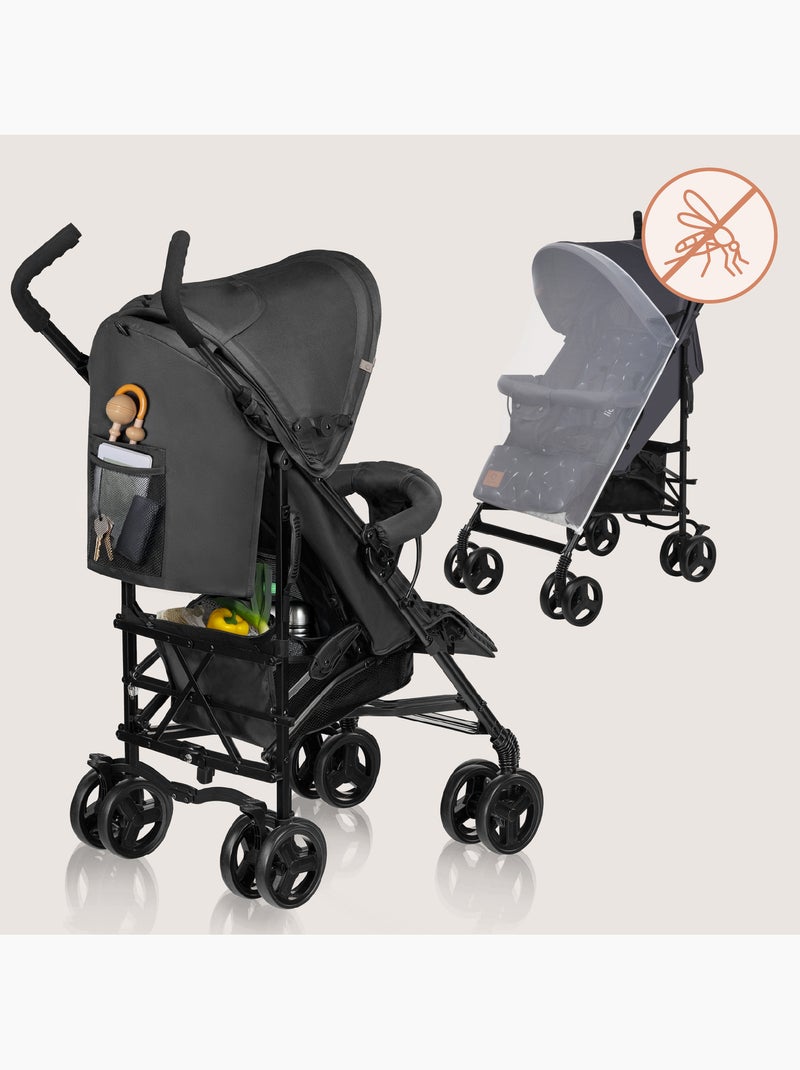 Poussette canne compacte LIONELO Elia - Légère - 6-36 mois - Moustiquaire incluse gris anthracite - Kiabi