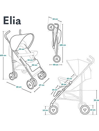 Poussette canne compacte LIONELO Elia - Légère - 6-36 mois - Moustiquaire incluse