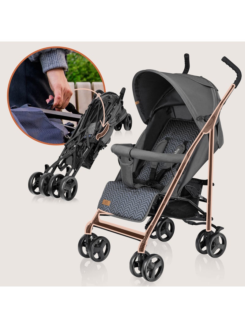 Poussette canne compacte LIONELO Elia - Légère - 6-36 mois - Moustiquaire incluse Gris Noir - Kiabi