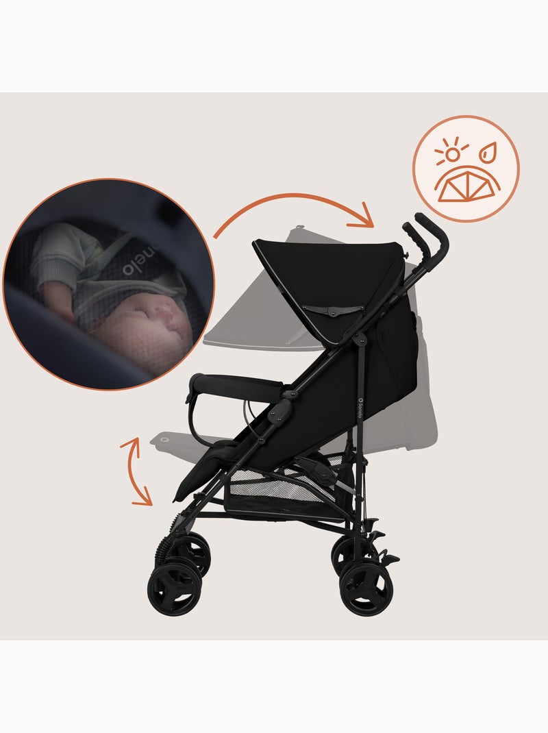 Poussette canne compacte LIONELO Elia - Légère - 6-36 mois - Moustiquaire incluse Noir - Kiabi