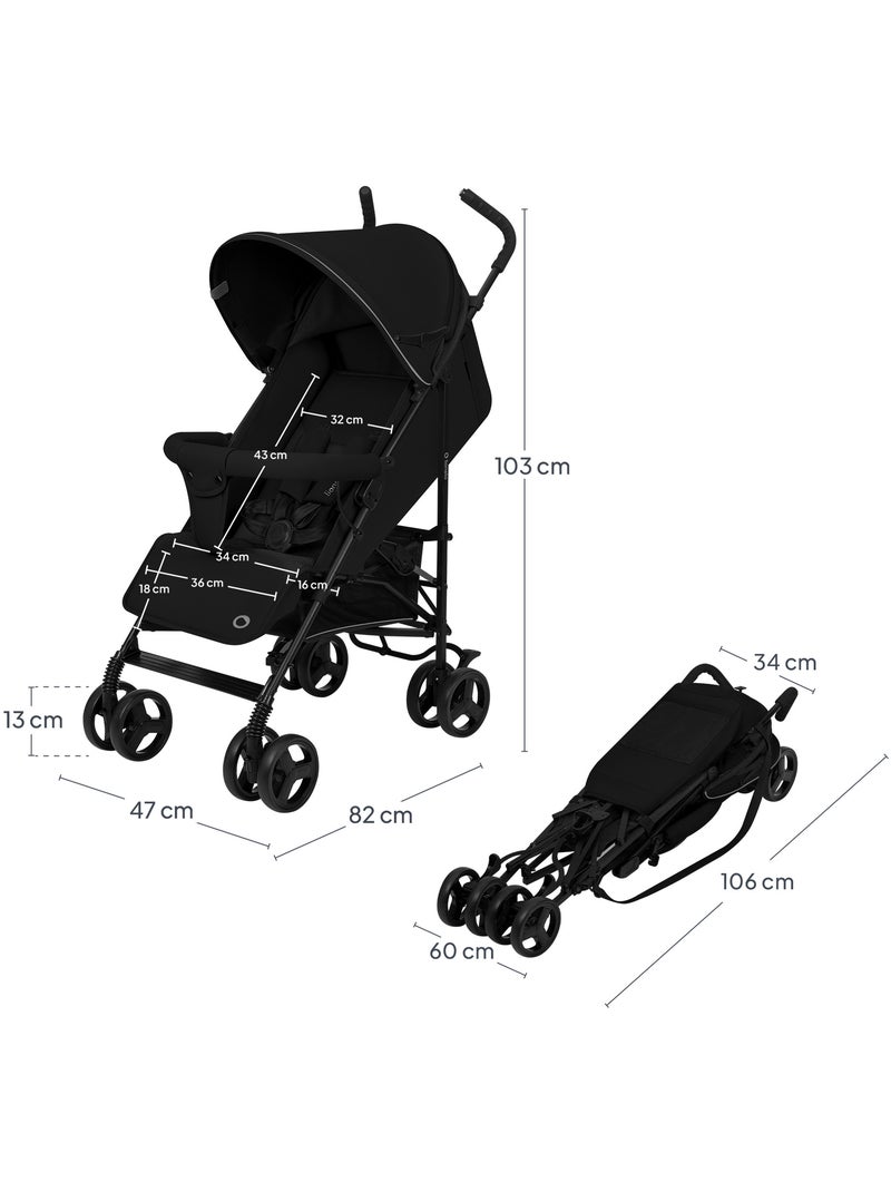 Poussette canne compacte LIONELO Elia - Légère - 6-36 mois - Moustiquaire incluse Noir - Kiabi
