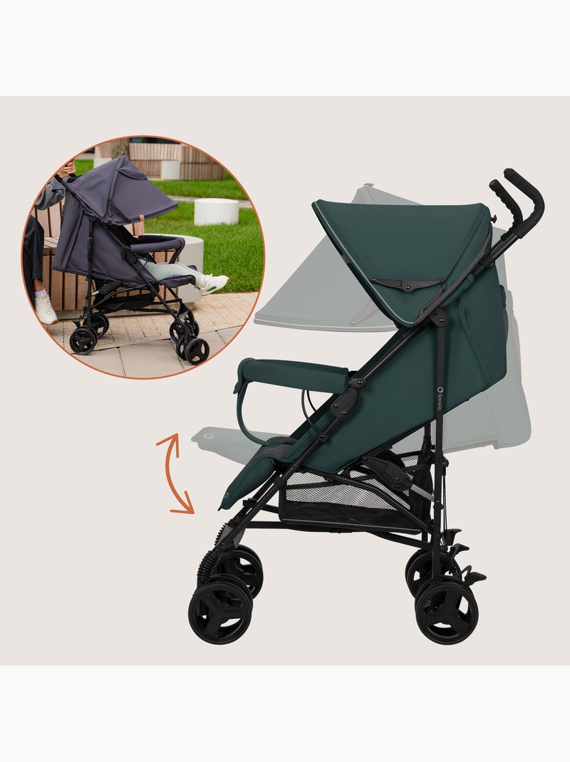 Poussette canne compacte LIONELO Elia - Légère - 6-36 mois - Moustiquaire incluse Noir Vert - Kiabi