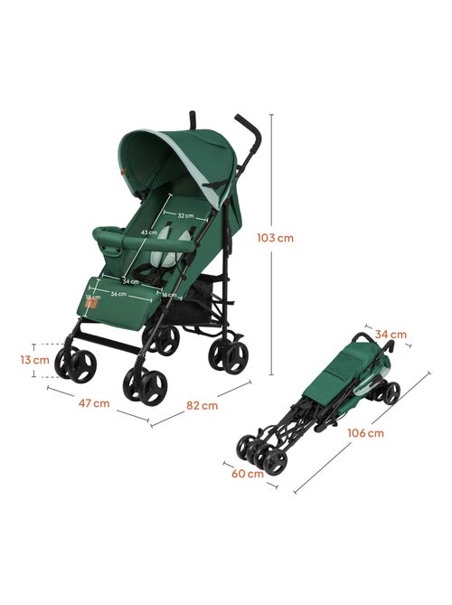 Poussette canne compacte LIONELO Elia - Légère - 6-36 mois - Moustiquaire incluse - Kiabi