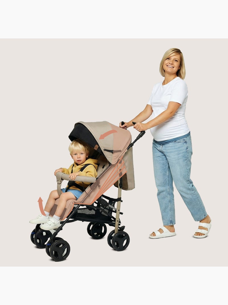 Poussette canne compacte LIONELO Irma - 6-36 mois - Moustiquaire inclus - Léger - Amortisseurs avant Beige - Kiabi