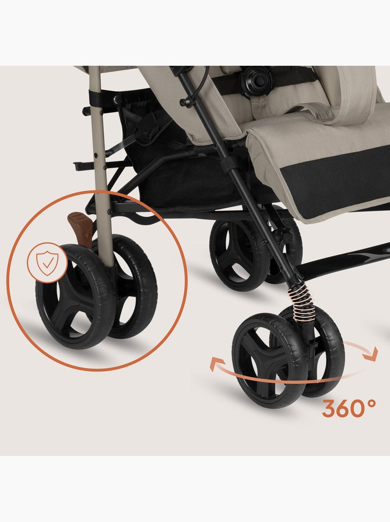 Poussette canne compacte LIONELO Irma - 6-36 mois - Moustiquaire inclus - Léger - Amortisseurs avant Beige - Kiabi