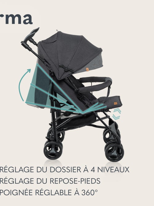 Poussette canne compacte LIONELO Irma - 6-36 mois - Moustiquaire inclus - Léger - Amortisseurs avant - Kiabi