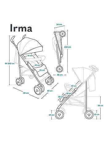 Poussette canne compacte LIONELO Irma - 6-36 mois - Moustiquaire inclus - Léger - Amortisseurs avant