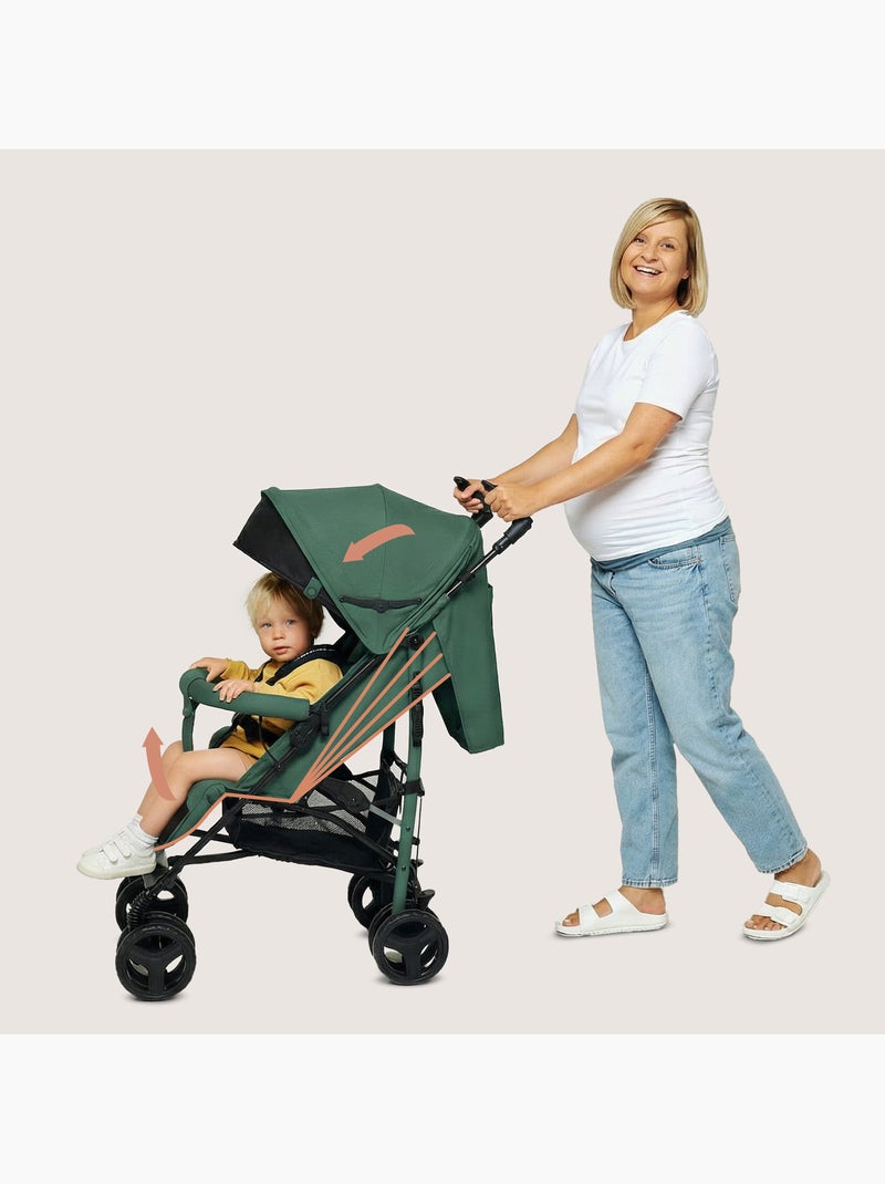 Poussette canne compacte LIONELO Irma - 6-36 mois - Moustiquaire inclus - Léger - Amortisseurs avant Vert émeraude - Kiabi