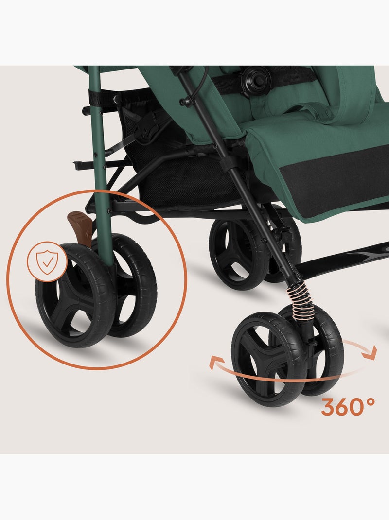 Poussette canne compacte LIONELO Irma - 6-36 mois - Moustiquaire inclus - Léger - Amortisseurs avant Vert émeraude - Kiabi