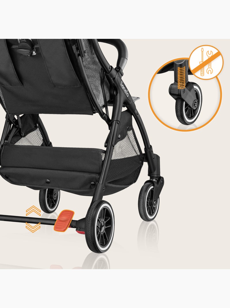 Poussette canne compacte LIONELO Julie One - Jusqu'à 22 Kg - Légère & pliable - Accessoires Gris Noir - Kiabi
