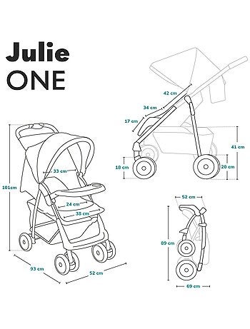 Poussette canne compacte LIONELO Julie One - Jusqu'à 22 Kg - Légère & pliable - Accessoires