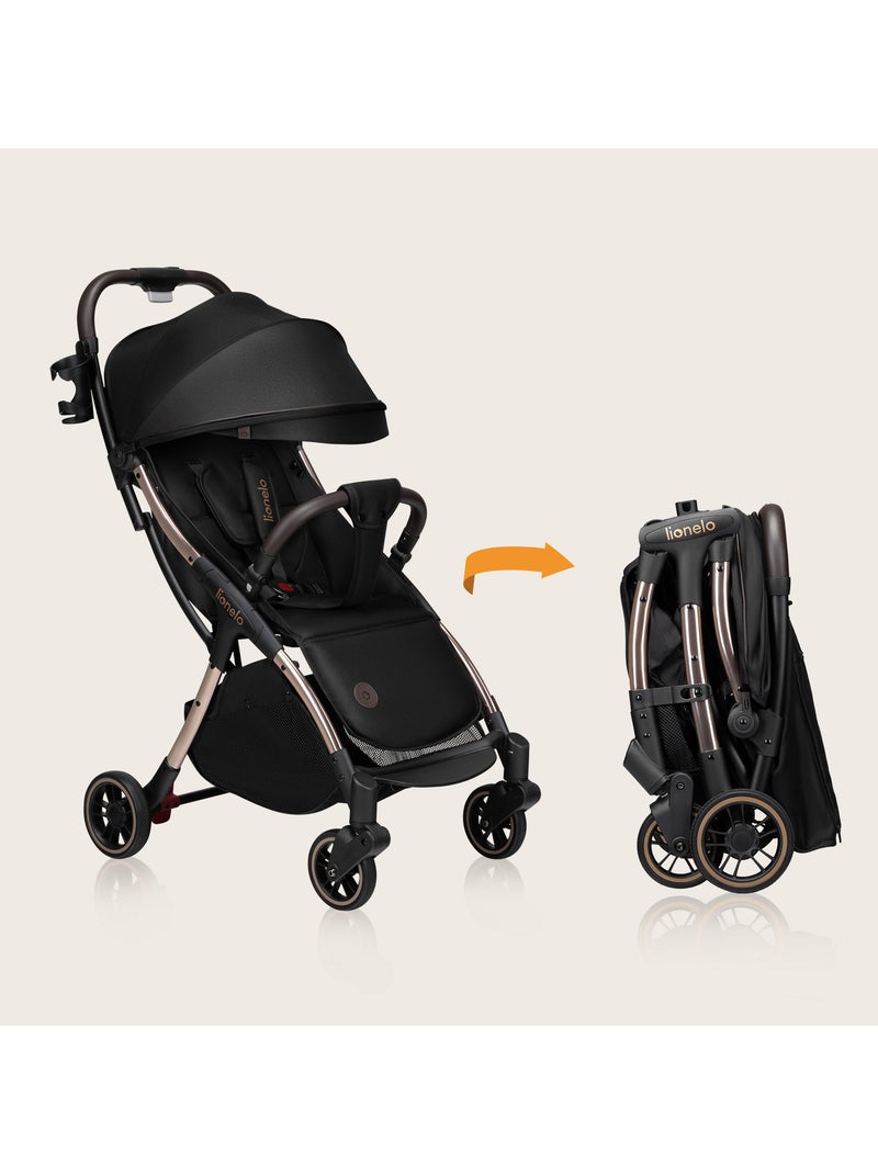Poussette canne compacte LIONELO Julie One - Jusqu'à 22 Kg - Légère & pliable - Accessoires Noir Doré - Kiabi