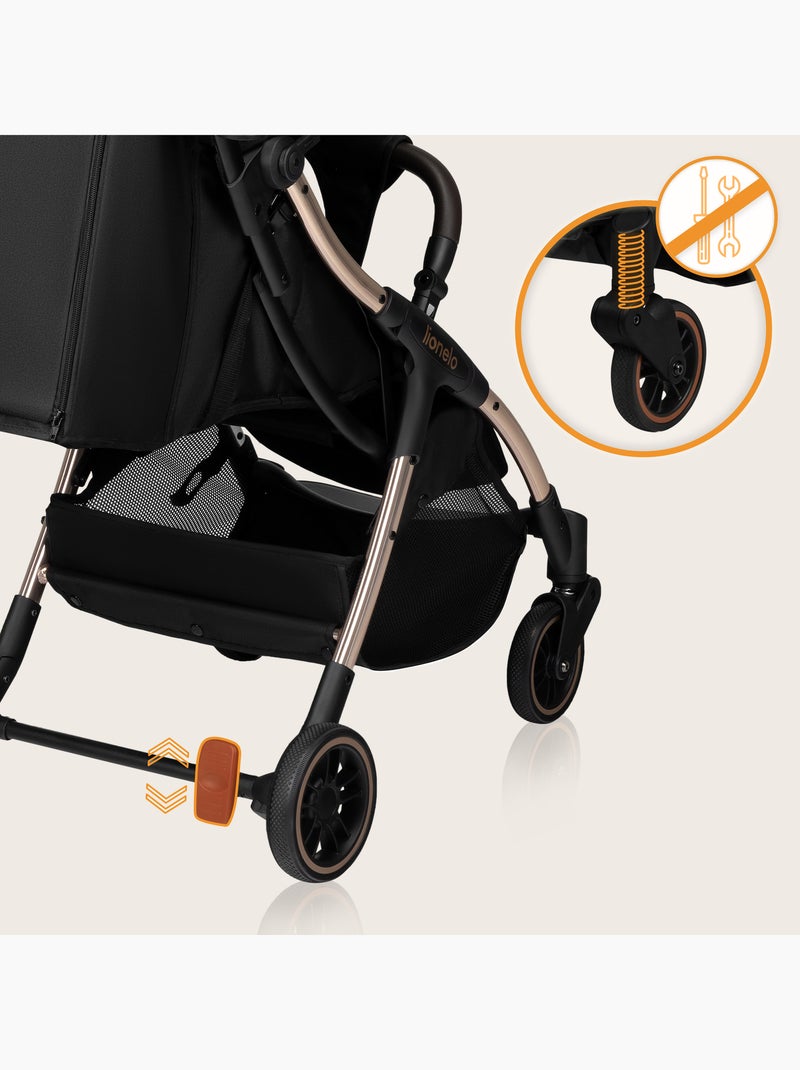 Poussette canne compacte LIONELO Julie One - Jusqu'à 22 Kg - Légère & pliable - Accessoires Noir Doré - Kiabi