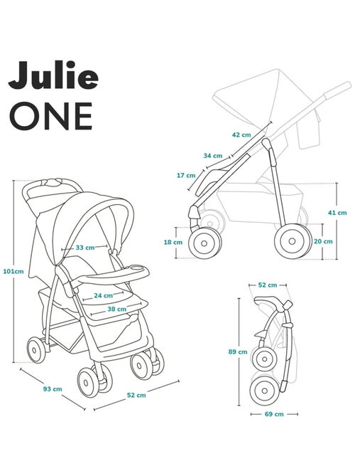 Poussette canne compacte LIONELO Julie One - Jusqu'à 22 Kg - Légère & pliable - Accessoires - Kiabi