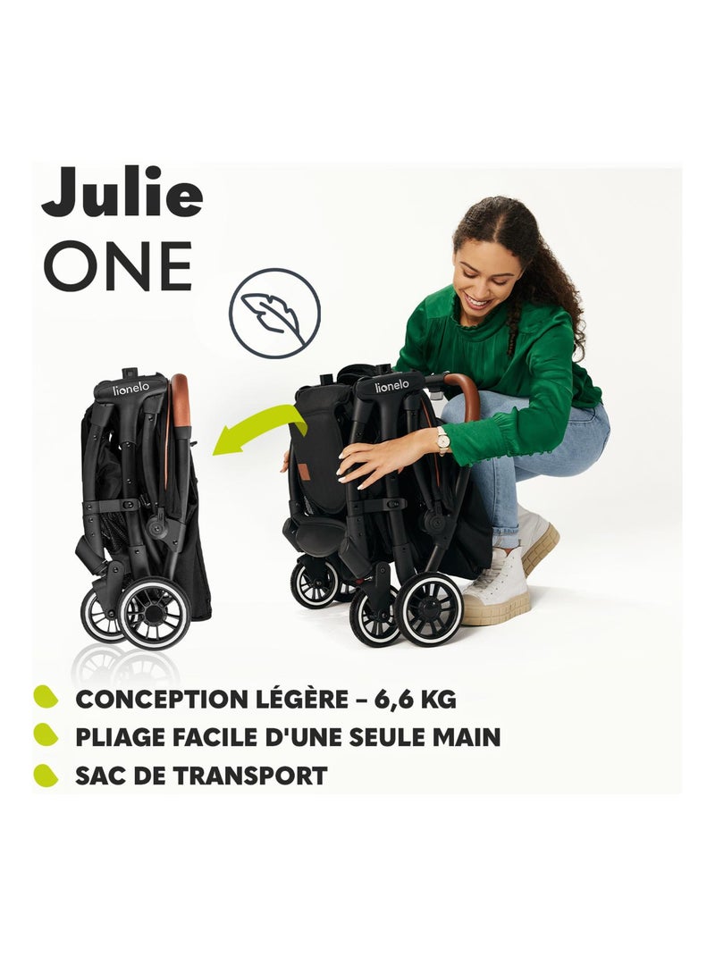 Poussette canne compacte LIONELO Julie One - Jusqu'à 22 Kg - Légère & pliable - Accessoires Noir Vert Noir - Kiabi