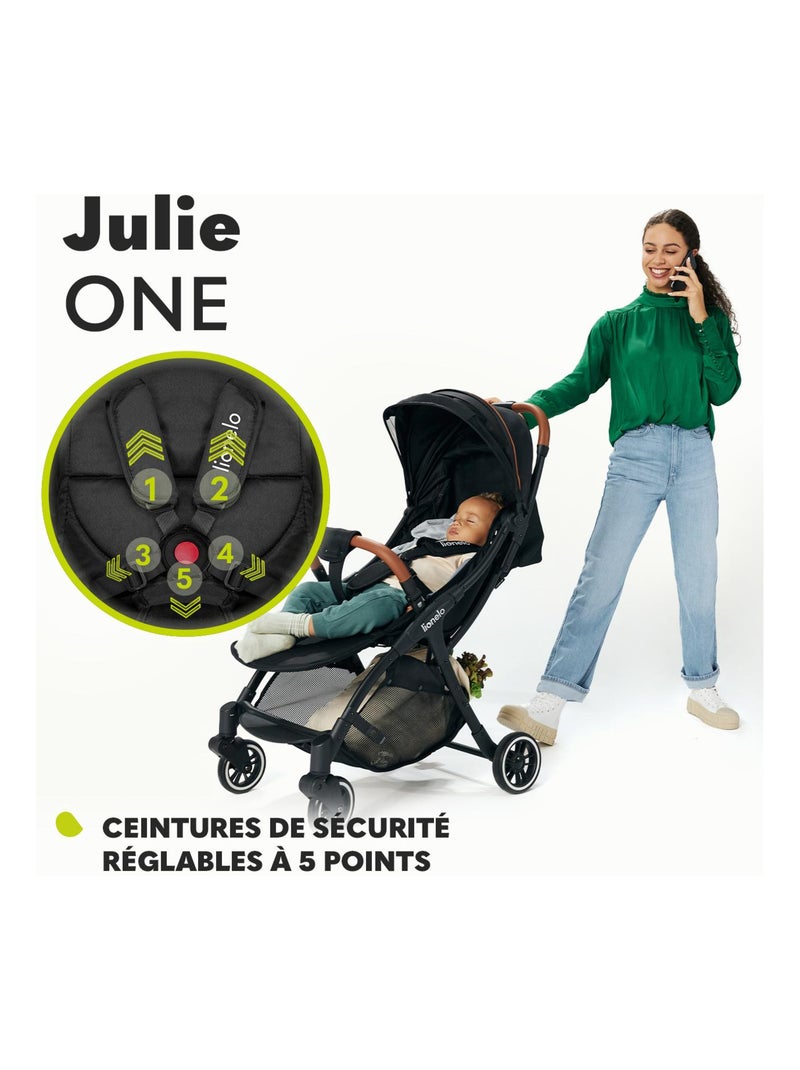 Poussette canne compacte LIONELO Julie One - Jusqu'à 22 Kg - Légère & pliable - Accessoires Noir Vert Noir - Kiabi