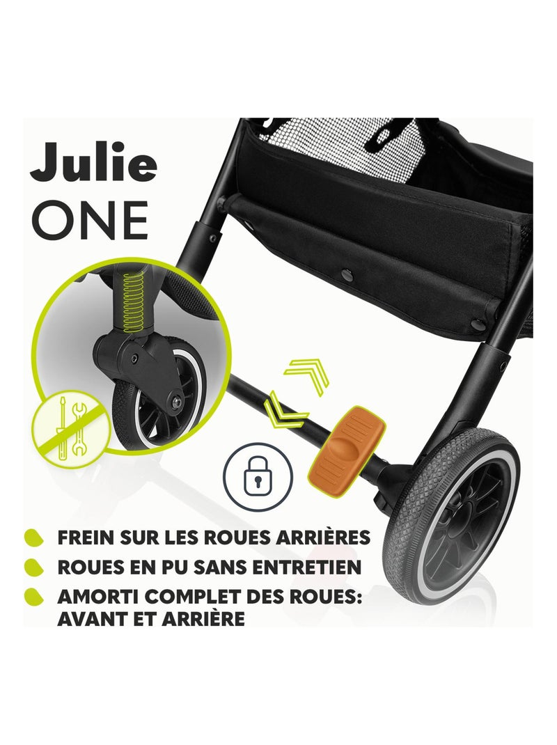 Poussette canne compacte LIONELO Julie One - Jusqu'à 22 Kg - Légère & pliable - Accessoires Noir Vert Noir - Kiabi