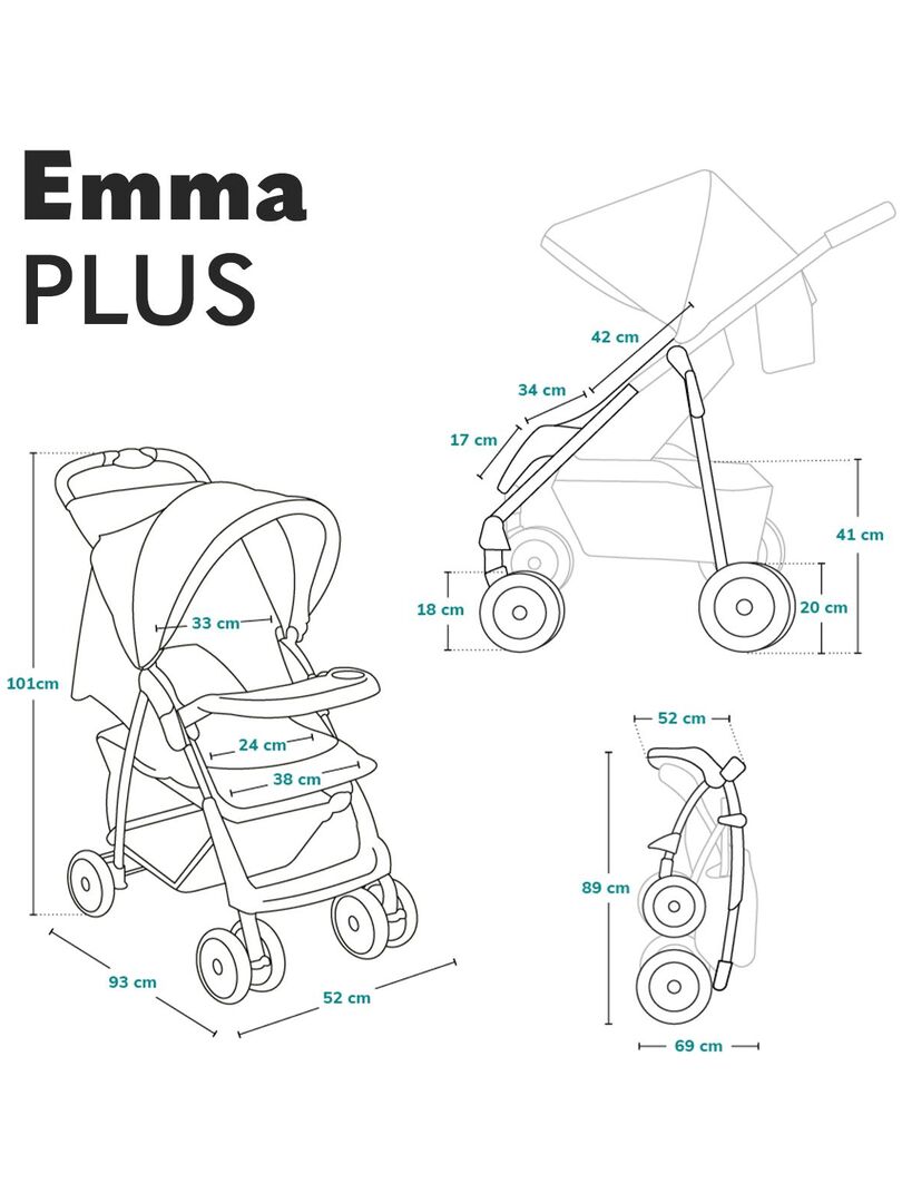 Poussette Canne LIONELO Irma | Jusqu'à 15 Kg | 7 Kg Léger | Pliage Rapide | Allongement Dossier | Moustiquaire Incluse