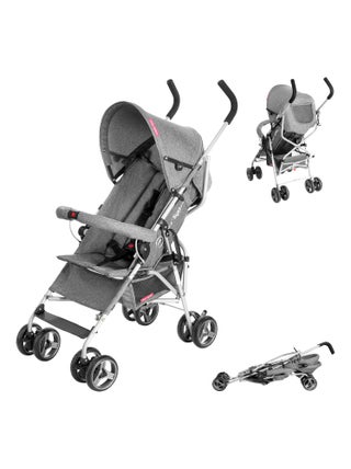 Poussette Canne Plaible Légère, Poussette Bébé 14kg max, Double Roues Pivotantes en Mousse