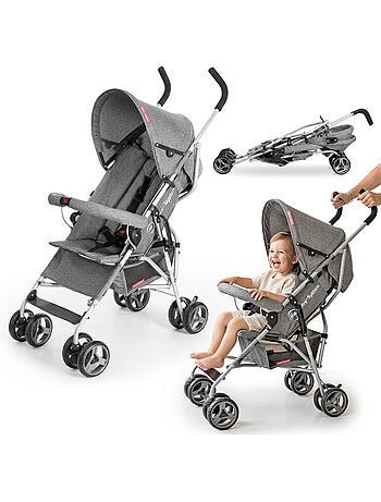 Poussette canne pliante légère barton gray moby-system, 5,5 kg