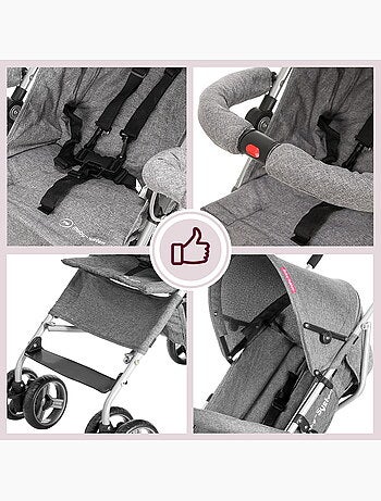 Poussette canne pliante légère barton gray moby-system, 5,5 kg