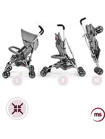Poussette canne pliante légère barton gray moby-system, 5,5 kg