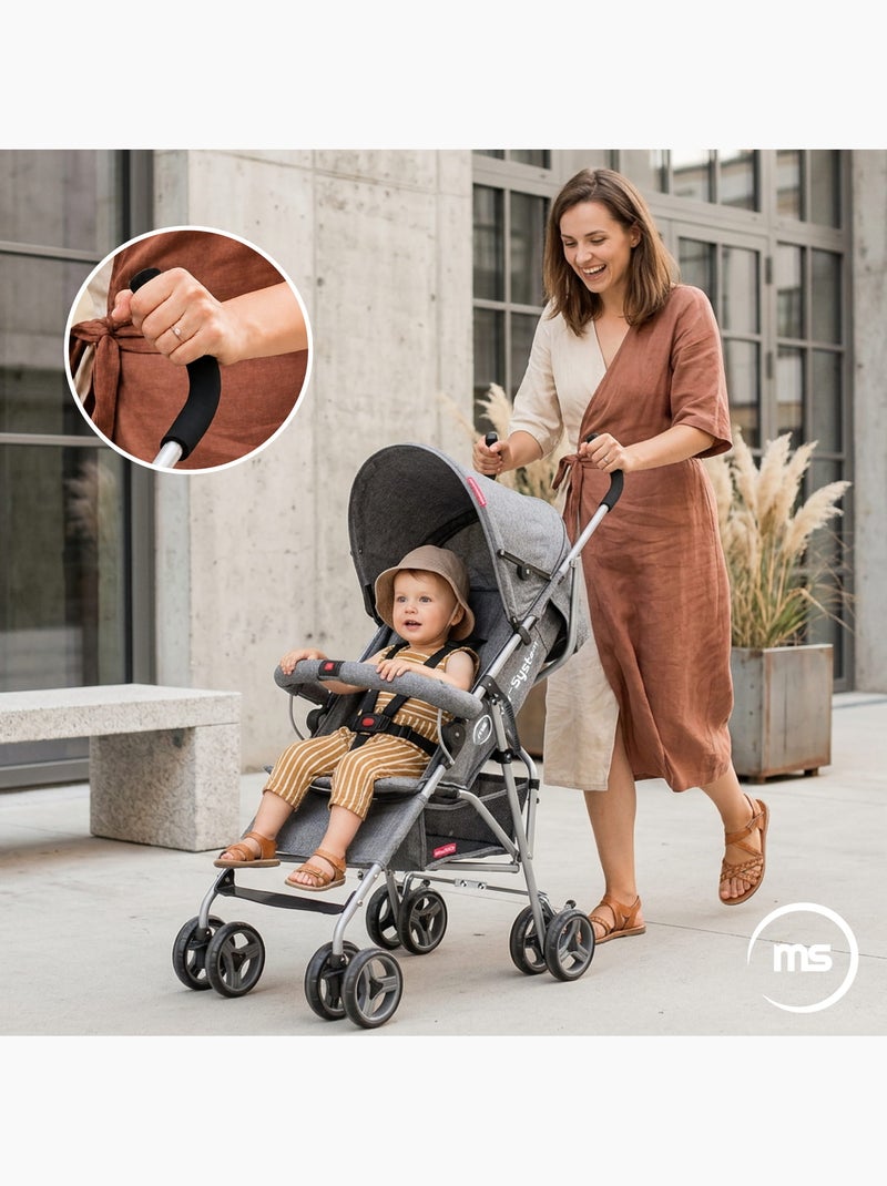 Poussette canne pliante légère barton gray moby-system, 5,5 kg Gris - Kiabi