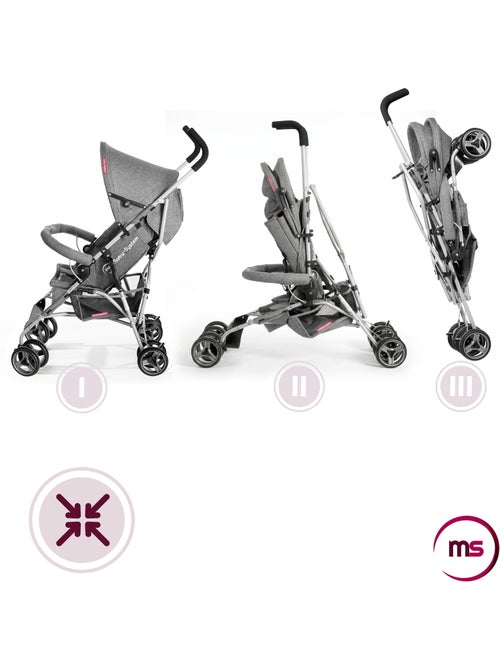 Poussette canne pliante légère barton gray moby-system, 5,5 kg - Kiabi Poussette canne pliante légère barton gray moby-system, 5,5 kg - Kiabi
