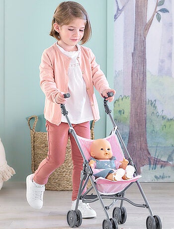 Poussette Canne Rose pour poupon 36/42/52 cm