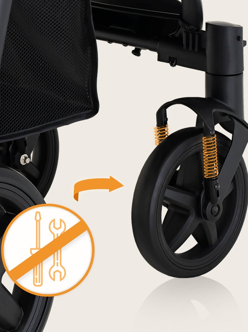 Poussette canne tout terrain LIONELO Annet Plus - Jusqu'à 22 kg -  Grandes roues - Accessoires Bleu Noir - Kiabi