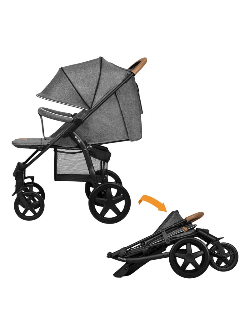 Poussette canne tout terrain LIONELO Annet Plus - Jusqu'à 22 kg -  Grandes roues - Accessoires Gris foncé - Kiabi