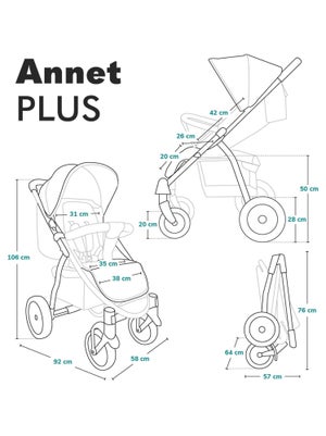 Poussette Canne Lionelo Iva – Jusqu'à 22 Kg, Roues 360° | Siège Réglable, Capote XXL UPF 50+, Verte