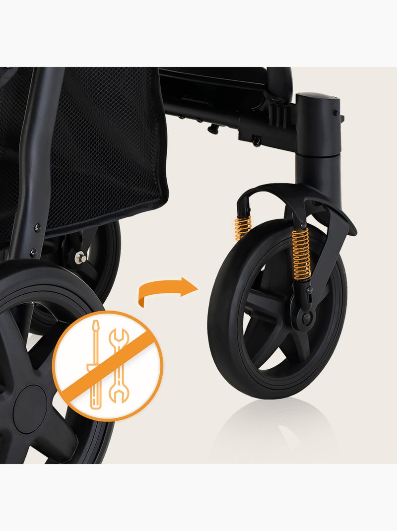 Poussette canne tout terrain LIONELO Annet Plus - Jusqu'à 22 kg - Grandes roues - Accessoires Noir - Kiabi