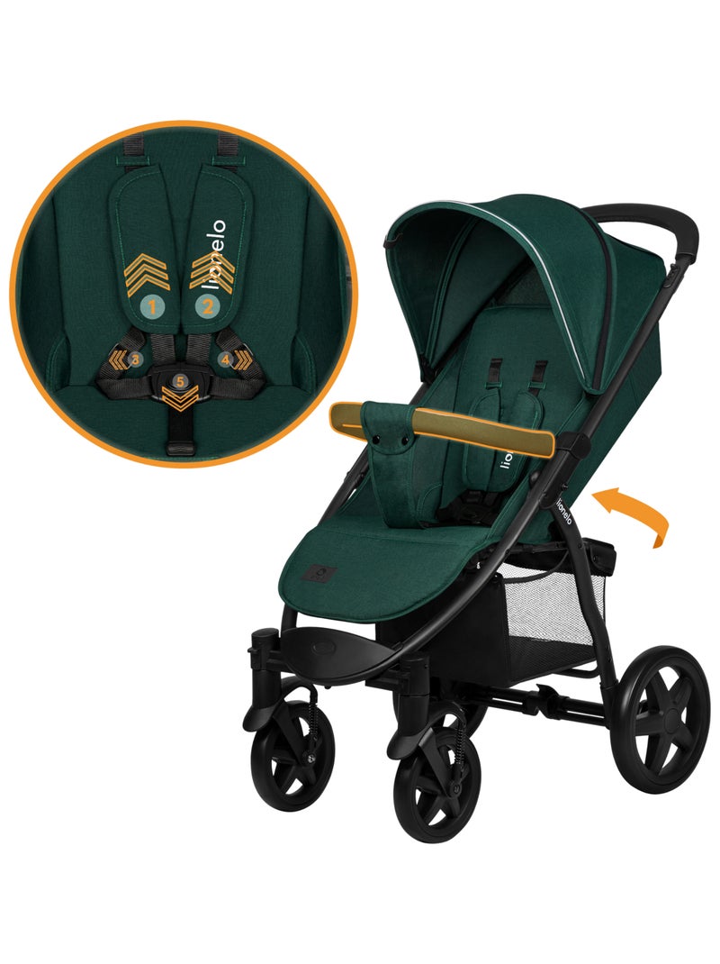 Poussette canne tout terrain LIONELO Annet Plus - Jusqu'à 22 kg -  Grandes roues - Accessoires Noir Vert Noir - Kiabi