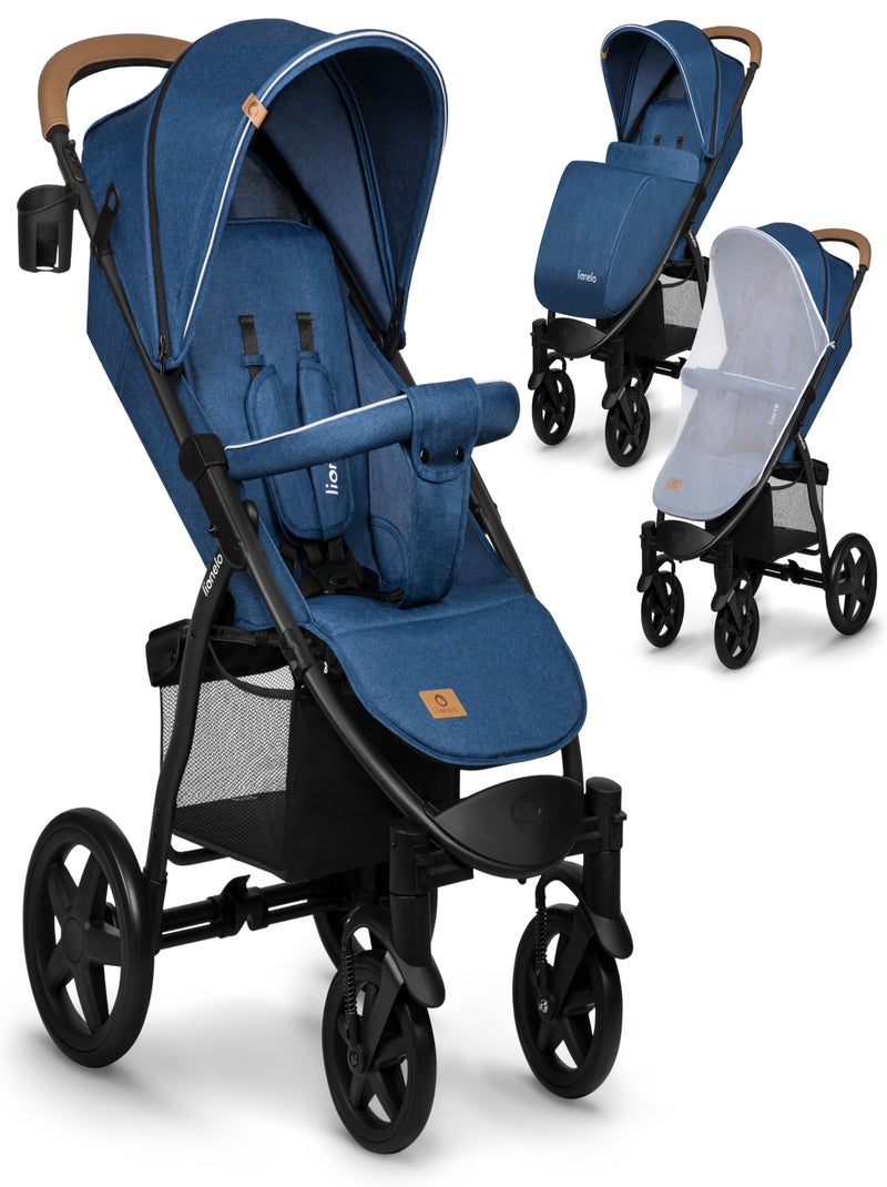 Poussette canne universelle LIONELO Annet Plus - Jusqu'à 22 kg -  Grandes roues - Accessoires Bleu Noir - Kiabi