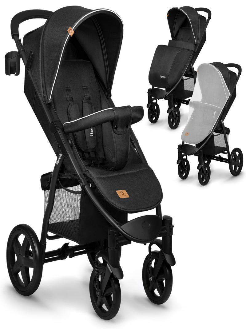 Poussette canne universelle LIONELO Annet Plus - Jusqu'à 22 kg -  Grandes roues - Accessoires Noir - Kiabi